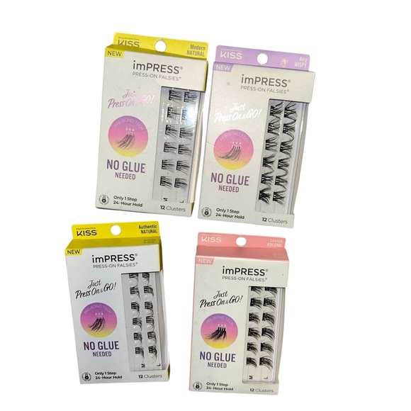 Lot of 5 new in box Kiss imPRESS / the new natural Press On Falsies Eyelashes - Picture 2 of 3